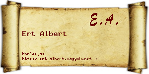 Ert Albert névjegykártya